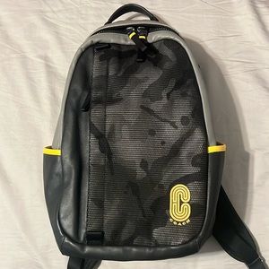 Men’s designer, Coach backpack, yellow, grey and black